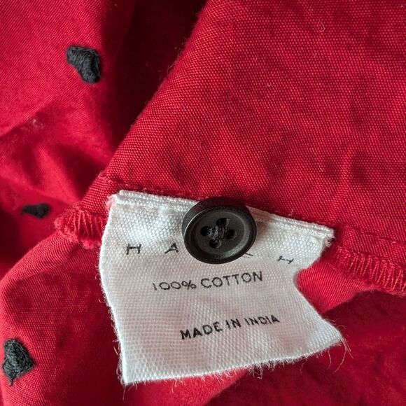 Hatch Red Embroidered Midi Button  Long Sleeve Cotton Dress Size S - Picture 10 of 16